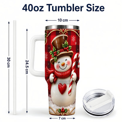#pl[40oz|White] Plaid Snowman Tumbler 40oz, Christmas Tumbler, Stainless Steel Travel Cup