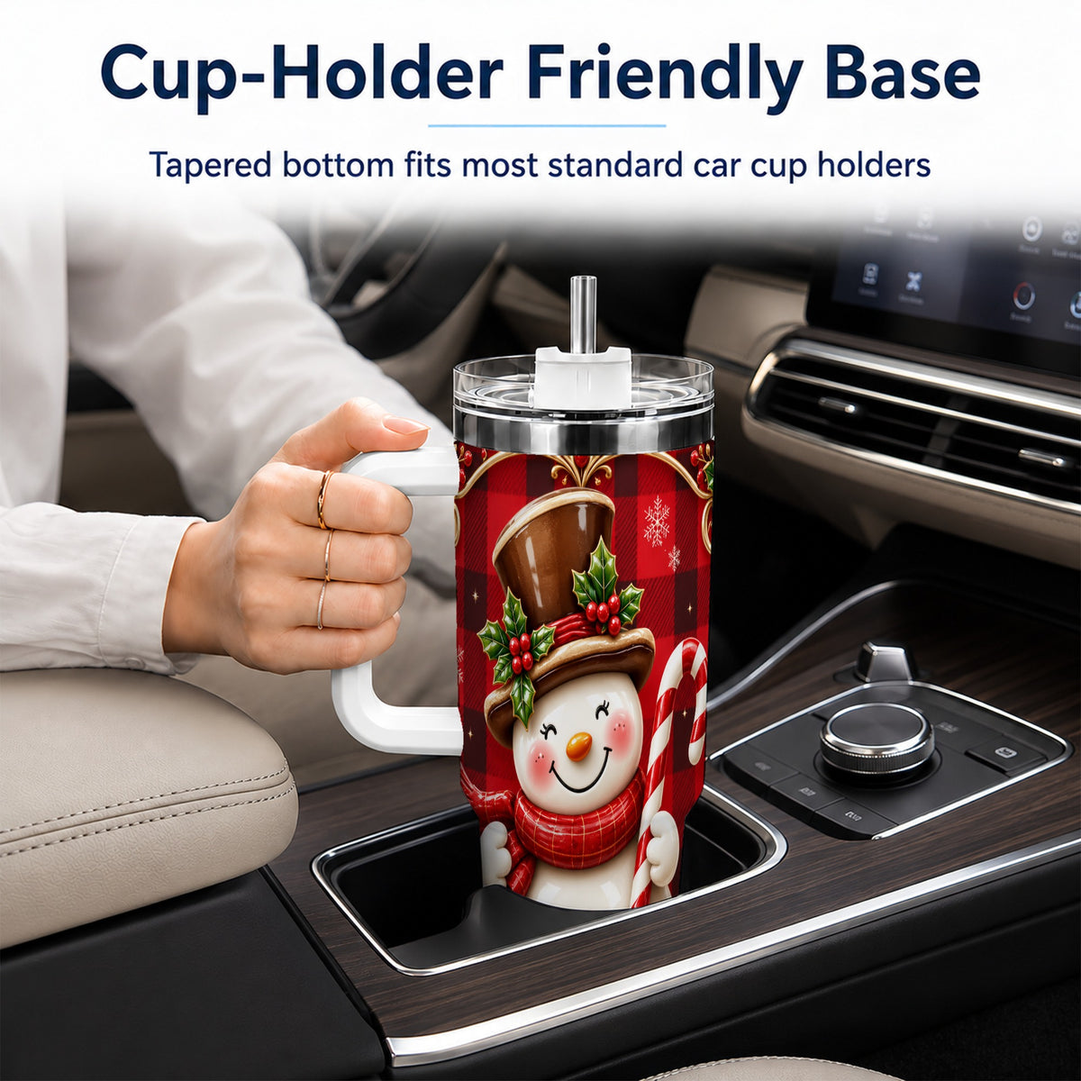 #pl[40oz|White] Plaid Snowman Tumbler 40oz, Christmas Tumbler, Stainless Steel Travel Cup