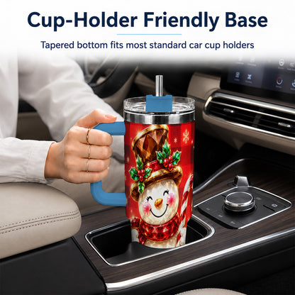 #pl[40oz|Blue] Gem Snowman Tumbler 40oz, Christmas Tumbler, Stainless Steel Travel Cup