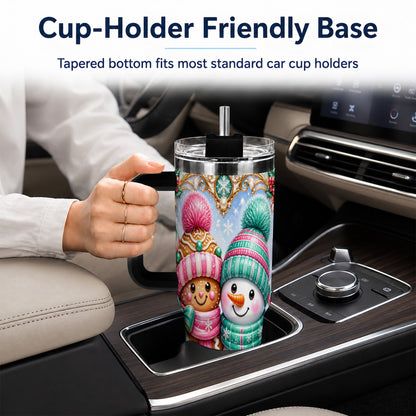 #pl[40oz|Black] Gingerbread Snowman 40oz Tumbler with Handle, Candy Cane Travel Cup