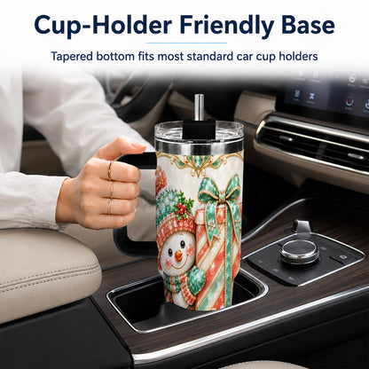 #pl[40oz|Black] Snowman Present Tumbler 40oz, Holiday Tumbler, Stainless Steel Travel Cup