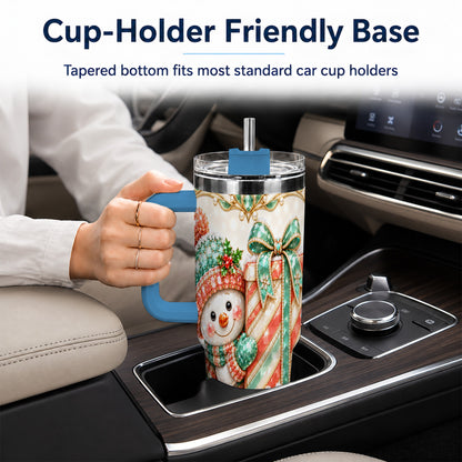#pl[40oz|Blue] Snowman Present Tumbler 40oz, Holiday Tumbler, Stainless Steel Travel Cup