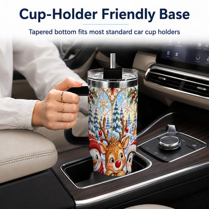 #pl[40oz|Black] Snowy Friends Tumbler 40oz, Christmas Tumbler, Stainless Steel Travel Cup