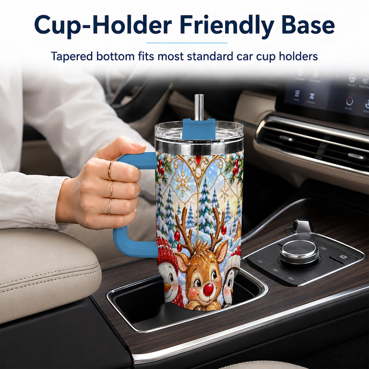 #pl[40oz|Blue] Snowy Friends Tumbler 40oz, Christmas Tumbler, Stainless Steel Travel Cup