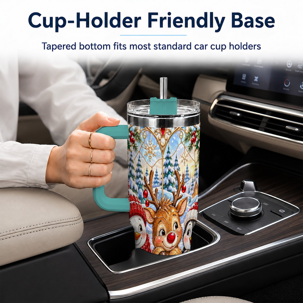 #pl[40oz|Green] Snowy Friends Tumbler 40oz, Christmas Tumbler, Stainless Steel Travel Cup