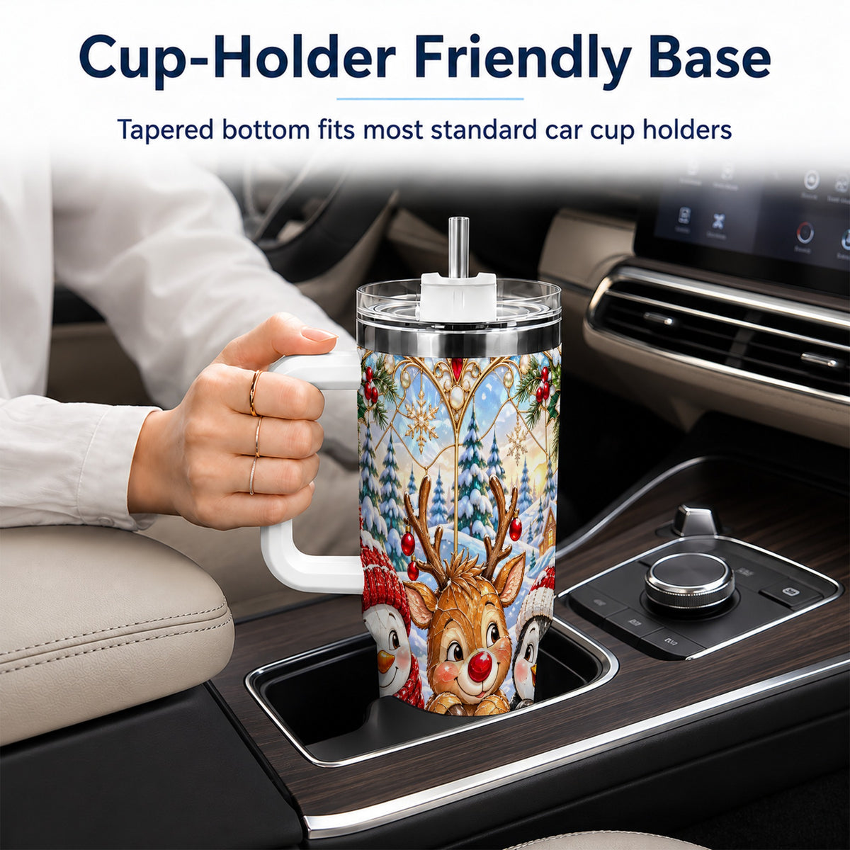 #pl[40oz|White] Snowy Friends Tumbler 40oz, Christmas Tumbler, Stainless Steel Travel Cup