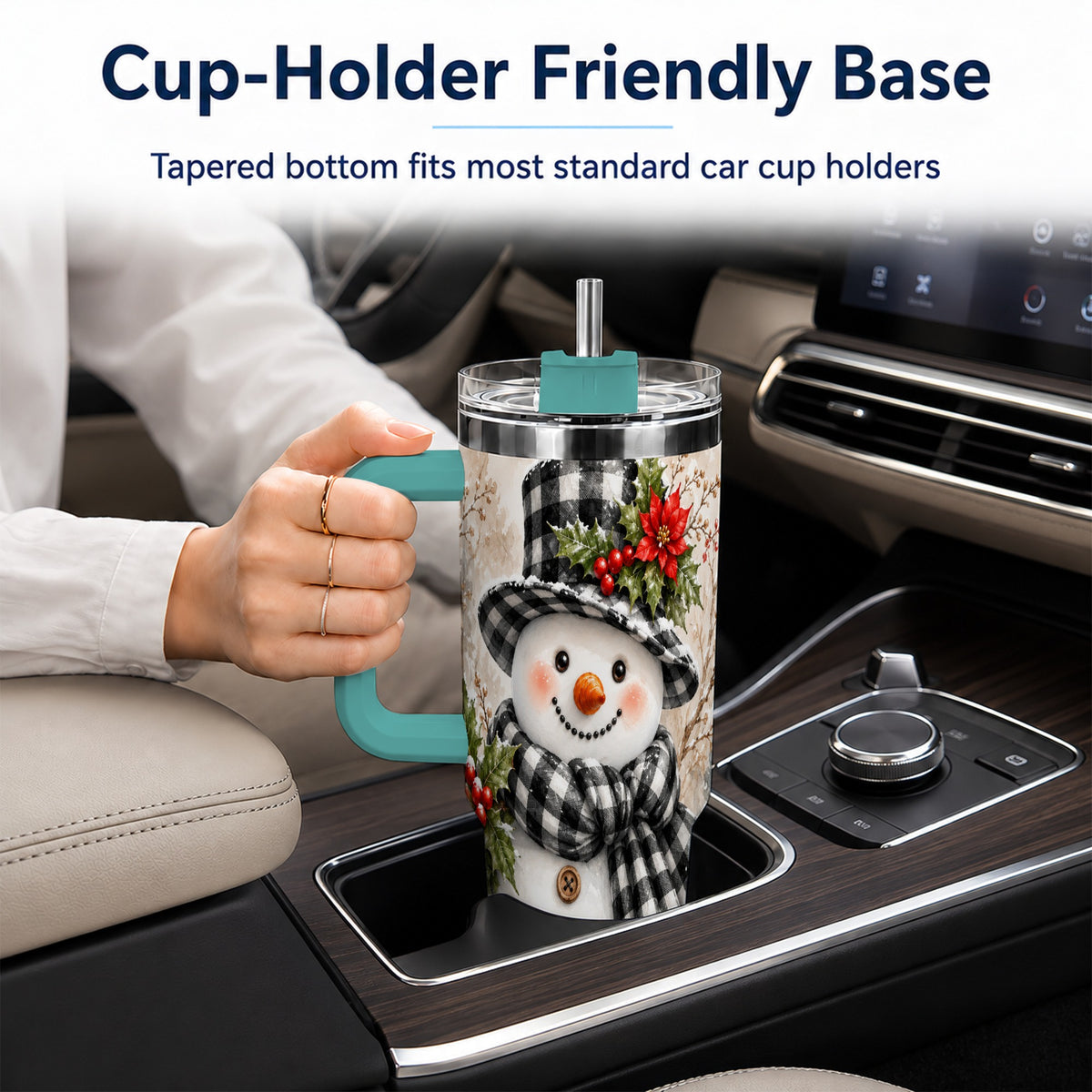 #pl[40oz|Green] Plaid Snowman Tumbler 40oz, Winter Tumbler, Stainless Steel Travel Cup