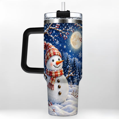 #pl[40oz|Black] Moon Snowman Tumbler 40oz, Winter Tumbler, Stainless Steel Travel Cup