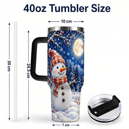 #pl[40oz|Black] Moon Snowman Tumbler 40oz, Winter Tumbler, Stainless Steel Travel Cup