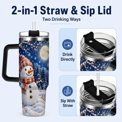 #pl[40oz|Black] Moon Snowman Tumbler 40oz, Winter Tumbler, Stainless Steel Travel Cup