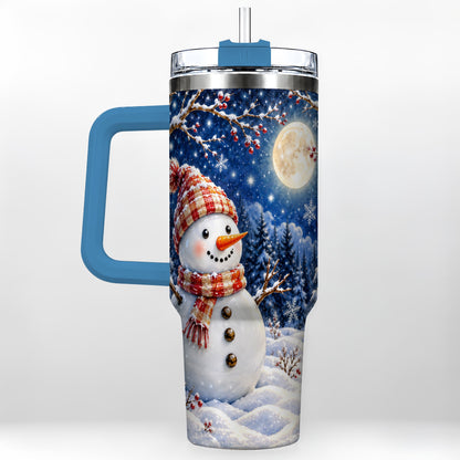 #pl[40oz|Blue] Moon Snowman Tumbler 40oz, Winter Tumbler, Stainless Steel Travel Cup