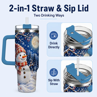 #pl[40oz|Blue] Moon Snowman Tumbler 40oz, Winter Tumbler, Stainless Steel Travel Cup