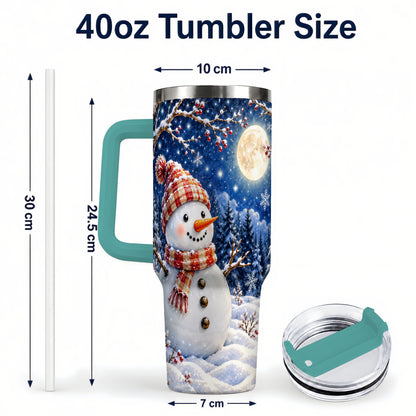 #pl[40oz|Green] Moon Snowman Tumbler 40oz, Winter Tumbler, Stainless Steel Travel Cup