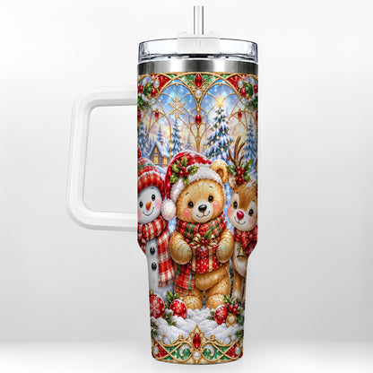 Snowman 40oz Tumbler with Handle, Reindeer Christmas Travel Cup