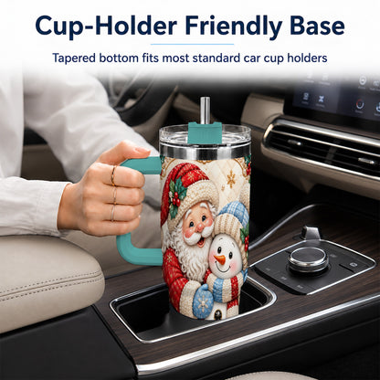 #pl[40oz|Green] Santa Snowman 40oz Tumbler with Handle, Christmas Stainless Steel Cup