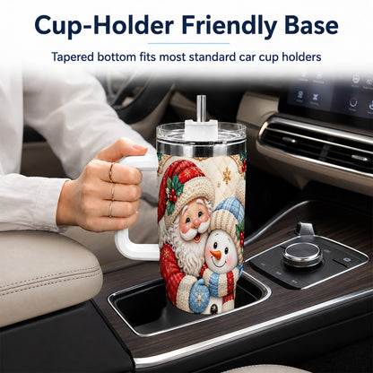 #pl[40oz|White] Santa Snowman 40oz Tumbler with Handle, Christmas Stainless Steel Cup
