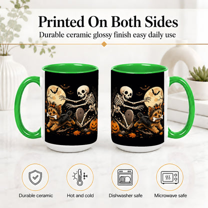 #pl[15oz|Green] Night Graveyard Yorkie Ceramic Mug, Halloween Art for Dog Lovers