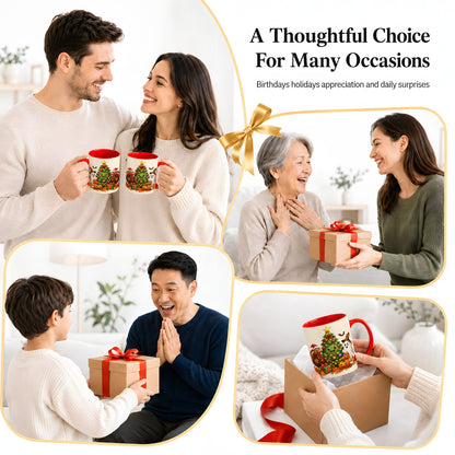 #pl[11oz|Red] Ghost Turkey Christmas Ceramic Mug, Cute Holiday Seasonal Artwork