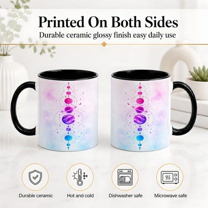 #pl[11oz|Black] Cosmic Planet Alignment Ceramic Mug, Pink Blue Galaxy Artwork