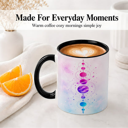 #pl[11oz|Black] Cosmic Planet Alignment Ceramic Mug, Pink Blue Galaxy Artwork