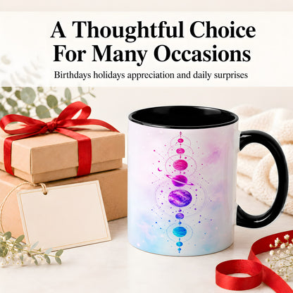 #pl[11oz|Black] Cosmic Planet Alignment Ceramic Mug, Pink Blue Galaxy Artwork