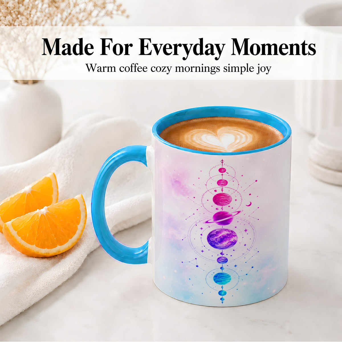 #pl[11oz|Blue] Cosmic Planet Alignment Ceramic Mug, Pink Blue Galaxy Artwork