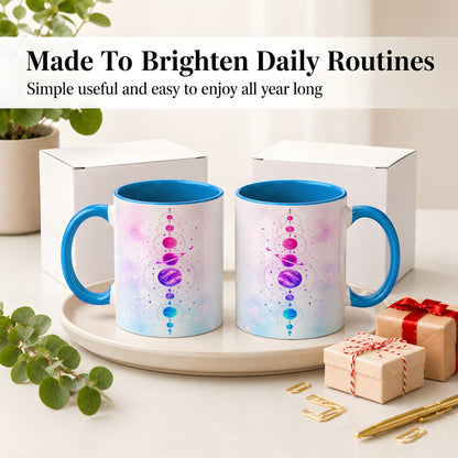 #pl[11oz|Blue] Cosmic Planet Alignment Ceramic Mug, Pink Blue Galaxy Artwork