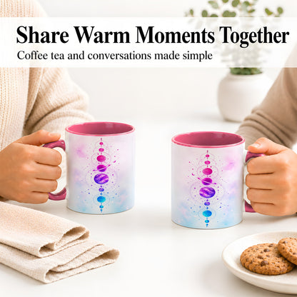 #pl[11oz|Pink] Cosmic Planet Alignment Ceramic Mug, Pink Blue Galaxy Artwork