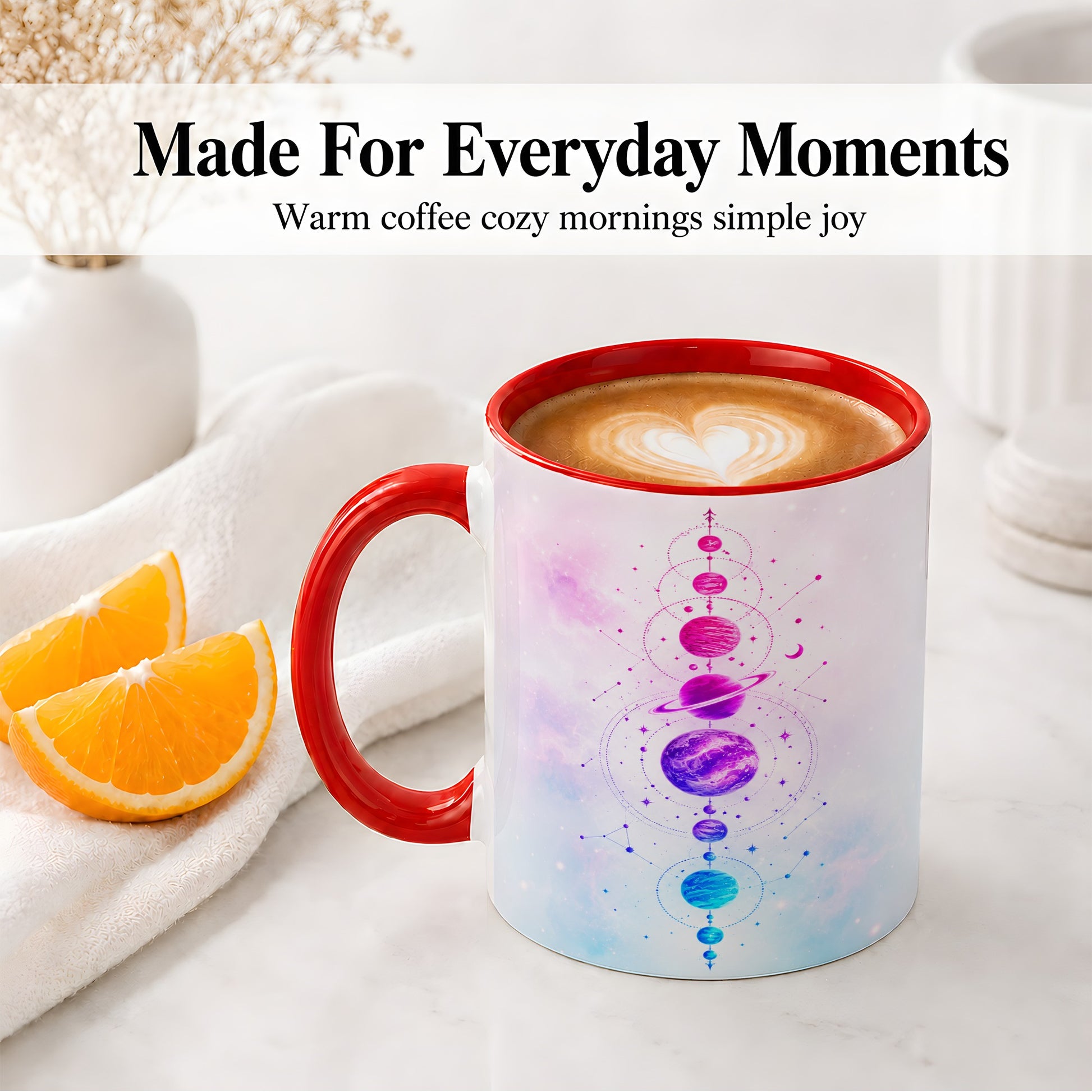 #pl[11oz|Red] Cosmic Planet Alignment Ceramic Mug, Pink Blue Galaxy Artwork