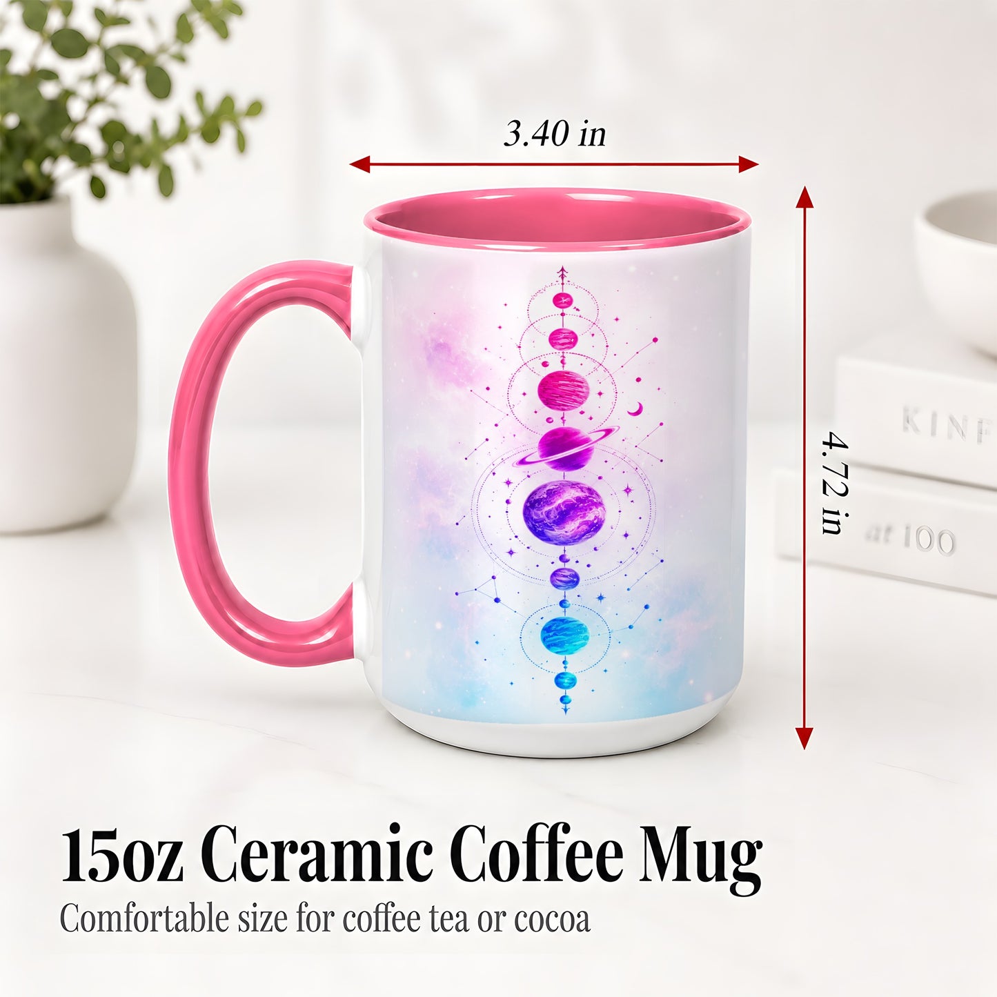 #pl[15oz|Pink] Cosmic Planet Alignment Ceramic Mug, Pink Blue Galaxy Artwork
