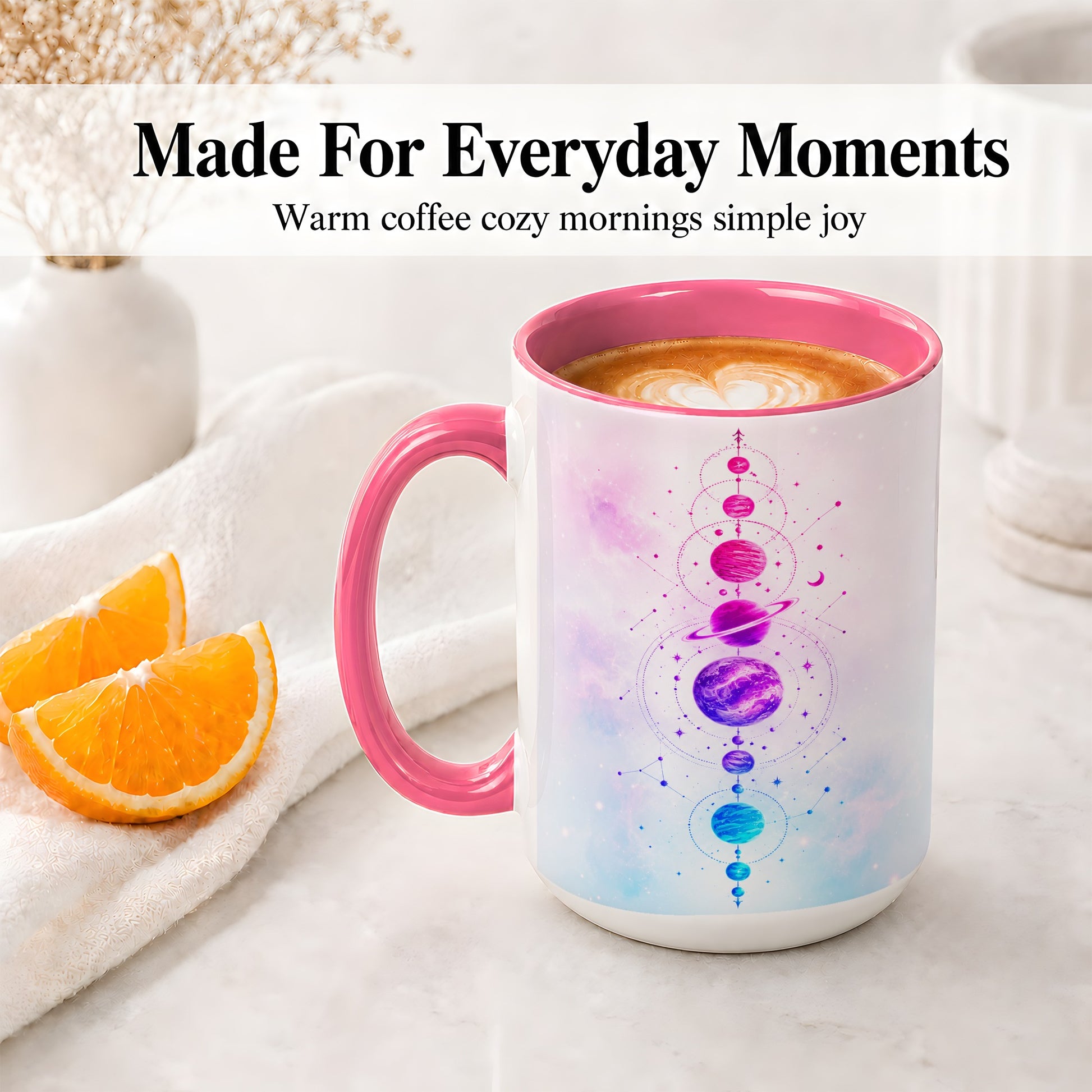 #pl[15oz|Pink] Cosmic Planet Alignment Ceramic Mug, Pink Blue Galaxy Artwork