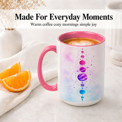 #pl[15oz|Pink] Cosmic Planet Alignment Ceramic Mug, Pink Blue Galaxy Artwork