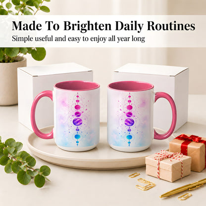 #pl[15oz|Pink] Cosmic Planet Alignment Ceramic Mug, Pink Blue Galaxy Artwork