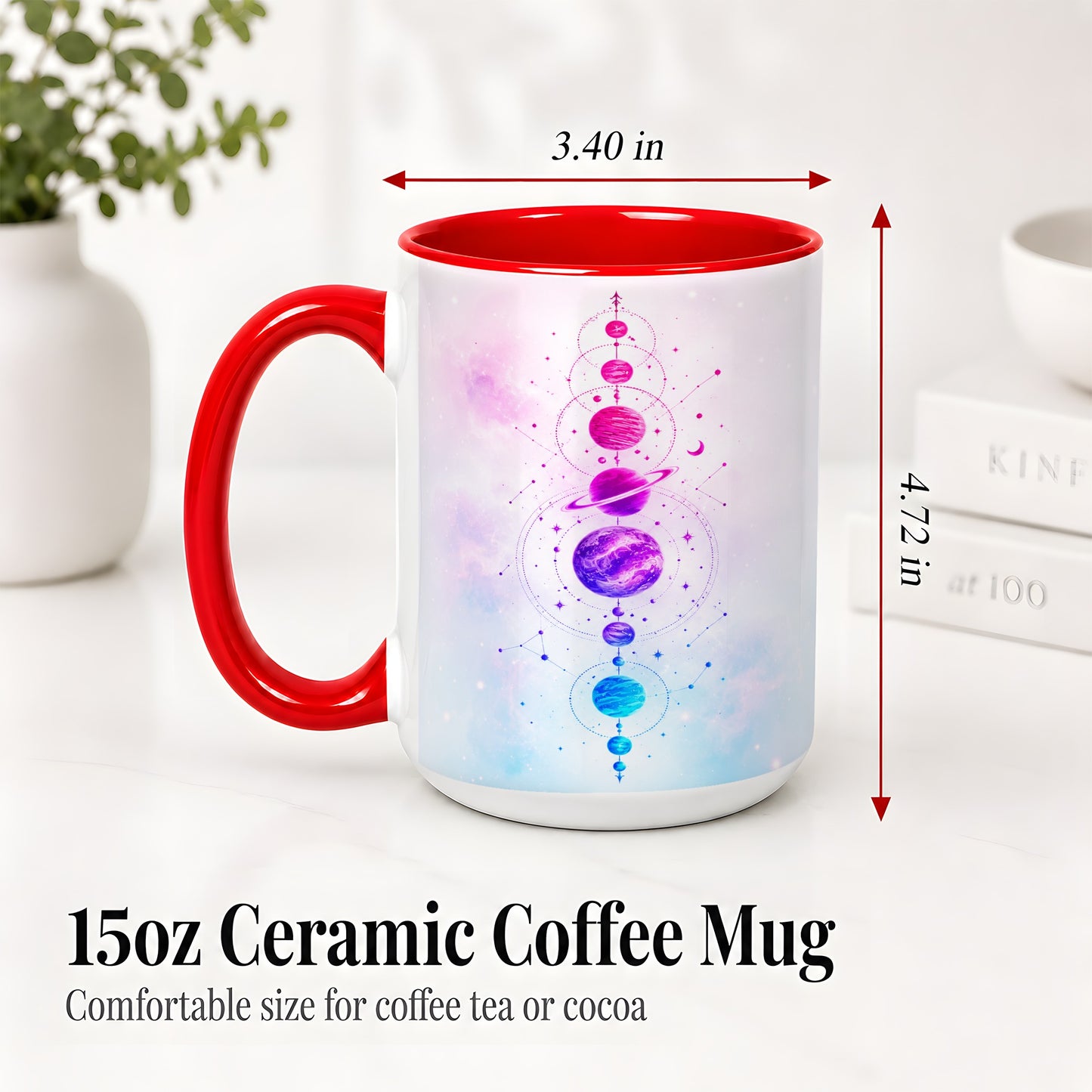 #pl[15oz|Red] Cosmic Planet Alignment Ceramic Mug, Pink Blue Galaxy Artwork