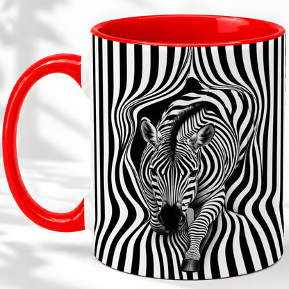 Optical Zebra Ceramic Mug, Black White Animal Art for Zebra Fans