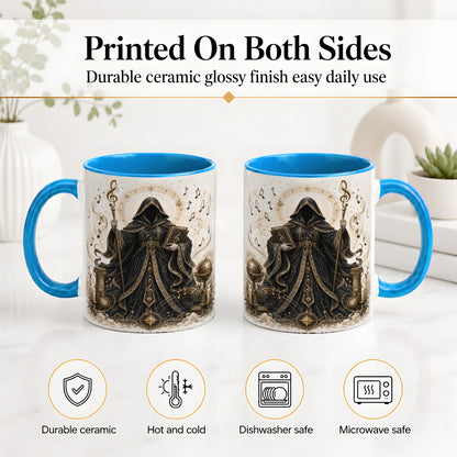 #pl[11oz|Blue] Mystic Music Ceramic Coffee Cup, Mug with Hooded Figure Artwork