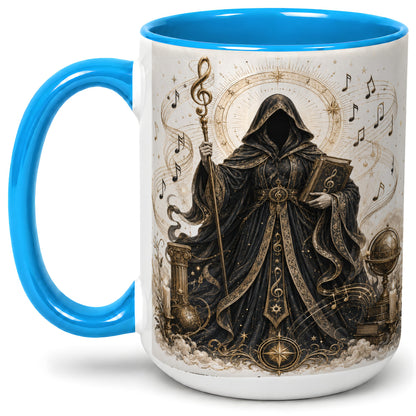 #pl[15oz|Blue] Mystic Music Ceramic Coffee Cup, Mug with Hooded Figure Artwork