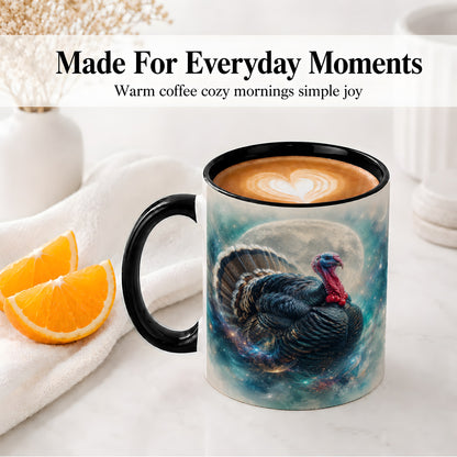 #pl[11oz|Black] Cosmic Thanksgiving Turkey Accent Mug, Mug with Moon Galaxy Art