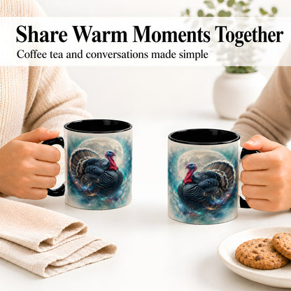 #pl[11oz|Black] Cosmic Thanksgiving Turkey Accent Mug, Mug with Moon Galaxy Art