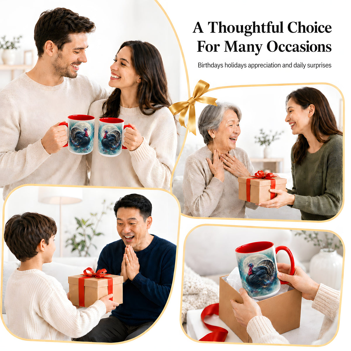 #pl[15oz|Red] Cosmic Thanksgiving Turkey Accent Mug, Mug with Moon Galaxy Art