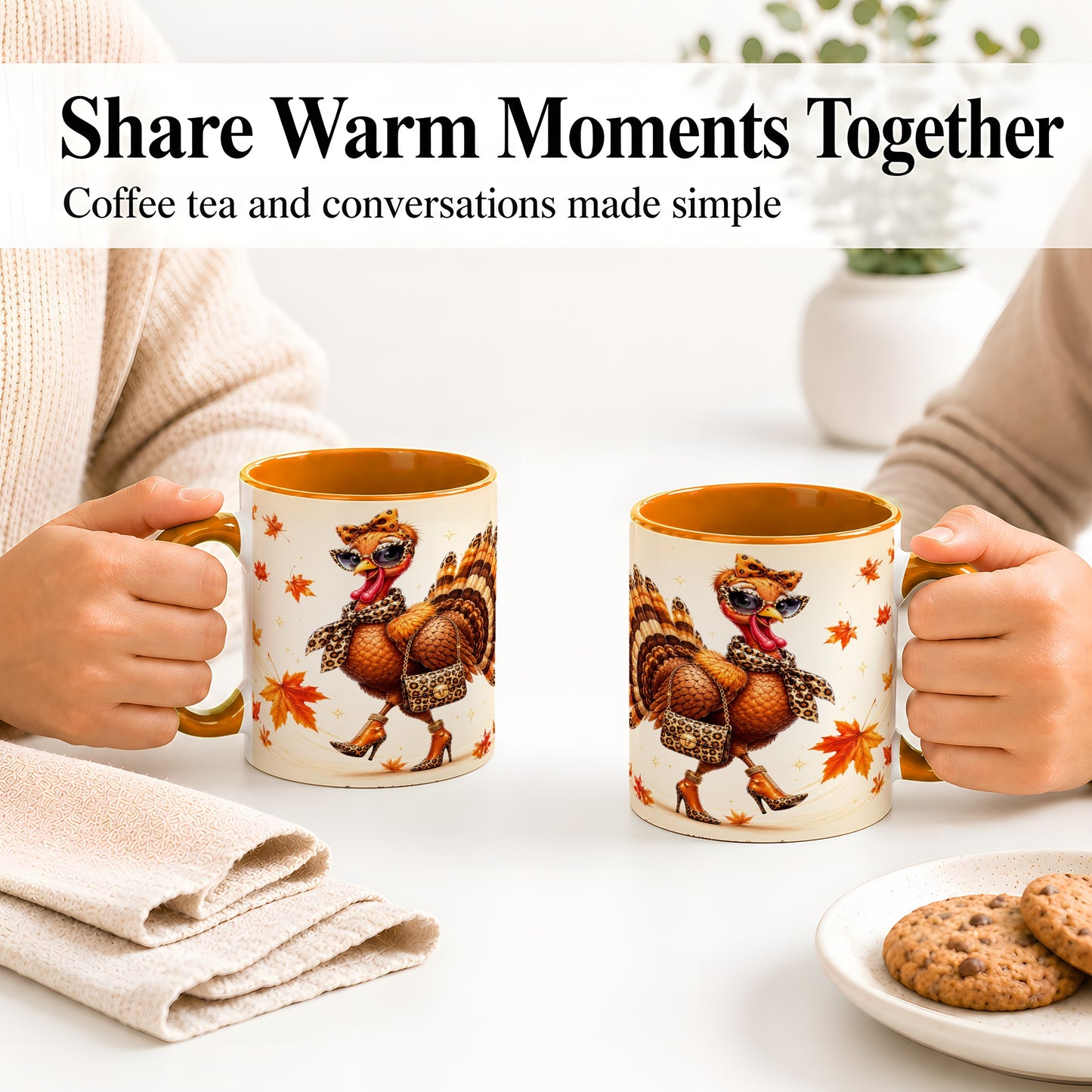 #pl[11oz|Orange] Fashion Turkey Accent Mug, Ceramic Mug with Leopard Print Artwork