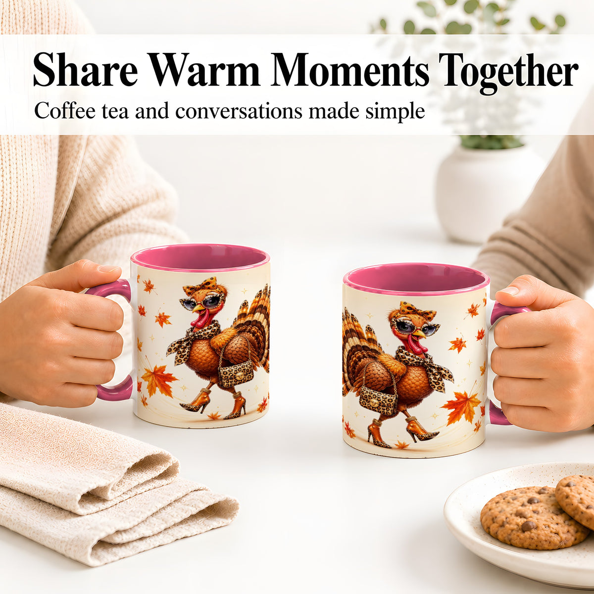 #pl[11oz|Pink] Fashion Turkey Accent Mug, Ceramic Mug with Leopard Print Artwork