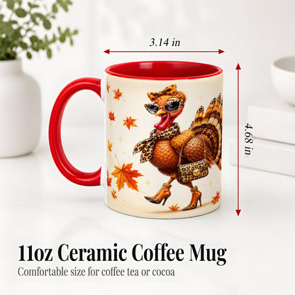 #pl[11oz|Red] Fashion Turkey Accent Mug, Ceramic Mug with Leopard Print Artwork