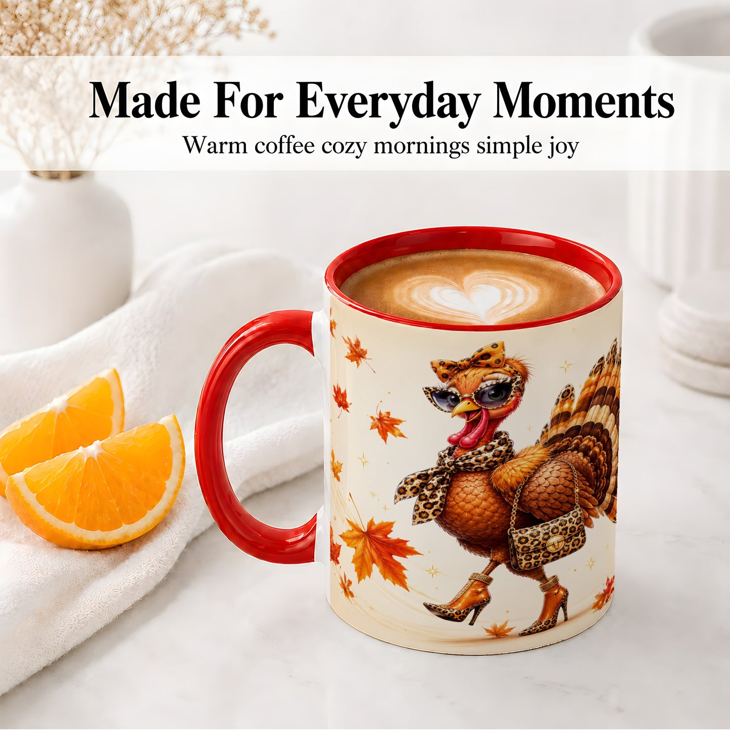 #pl[11oz|Red] Fashion Turkey Accent Mug, Ceramic Mug with Leopard Print Artwork