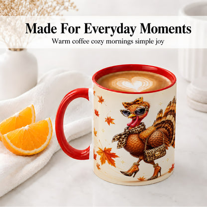 #pl[11oz|Red] Fashion Turkey Accent Mug, Ceramic Mug with Leopard Print Artwork