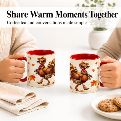 #pl[11oz|Red] Fashion Turkey Accent Mug, Ceramic Mug with Leopard Print Artwork