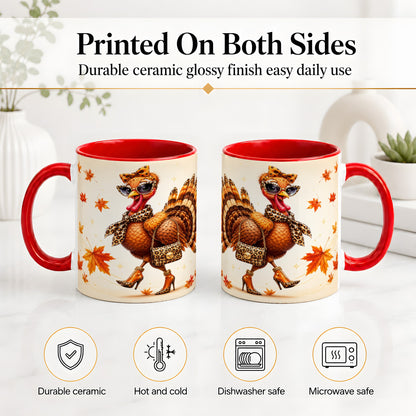 #pl[11oz|Red] Fashion Turkey Accent Mug, Ceramic Mug with Leopard Print Artwork