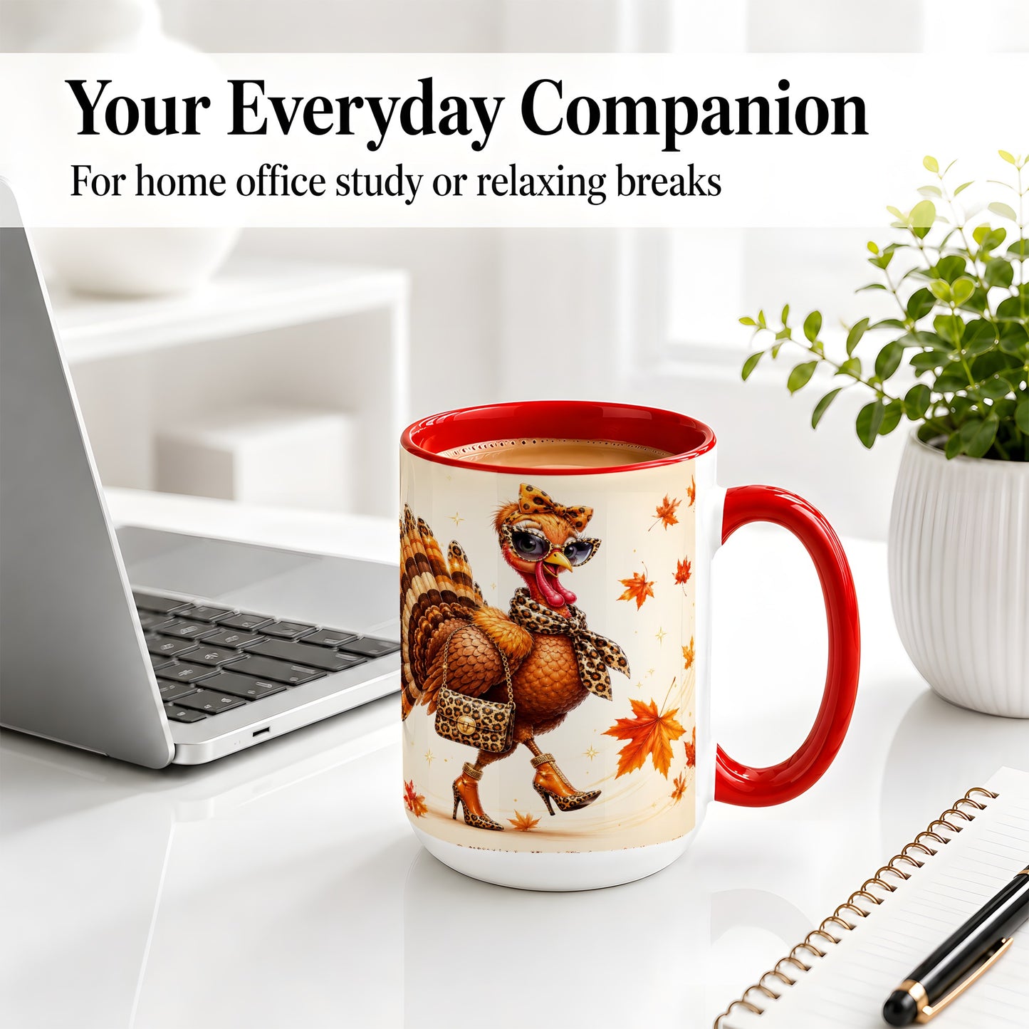 #pl[15oz|Red] Fashion Turkey Accent Mug, Ceramic Mug with Leopard Print Artwork