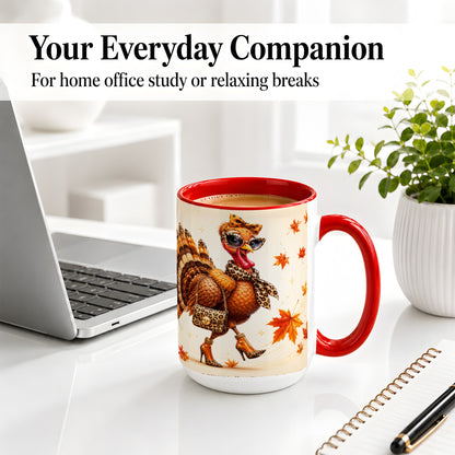 #pl[15oz|Red] Fashion Turkey Accent Mug, Ceramic Mug with Leopard Print Artwork