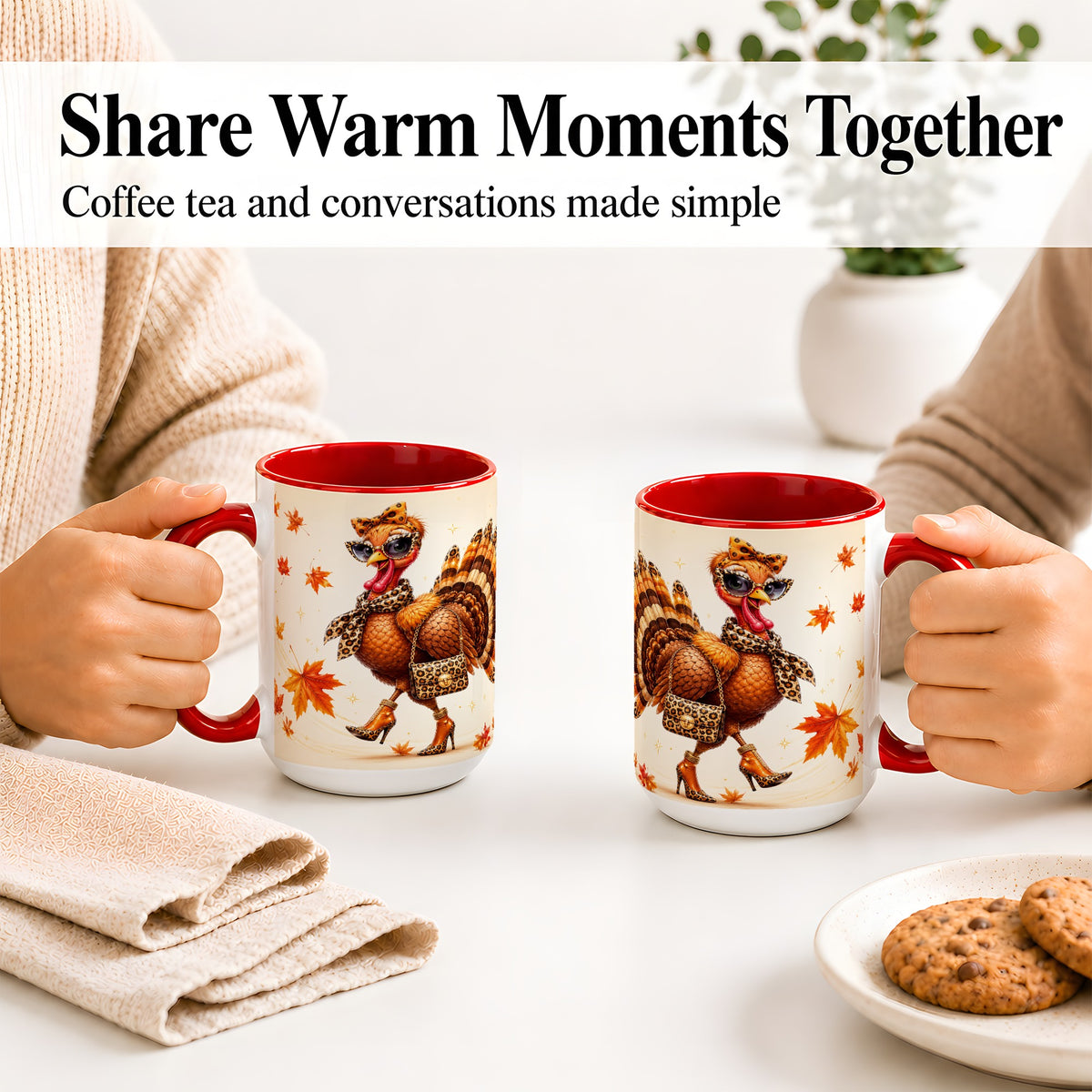 #pl[15oz|Red] Fashion Turkey Accent Mug, Ceramic Mug with Leopard Print Artwork